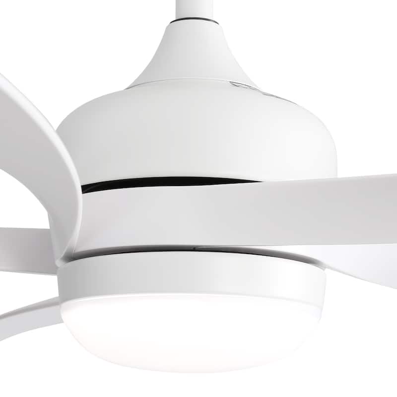 45 Inch / 52 Inch White Ceiling Fan with Dimmable LED Light and Remote, 6-Speed Reversible DC Motor, ABS Blades