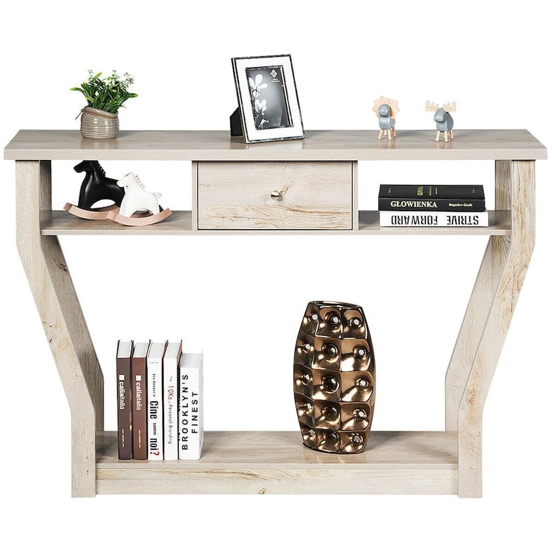 Modern Sofa Accent Table with Drawer - 47'' x 12'' x 32'' (L x W x H)
