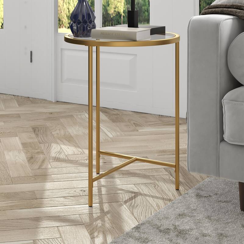 Berenson 18" Wide Round Side Table with Glass Top