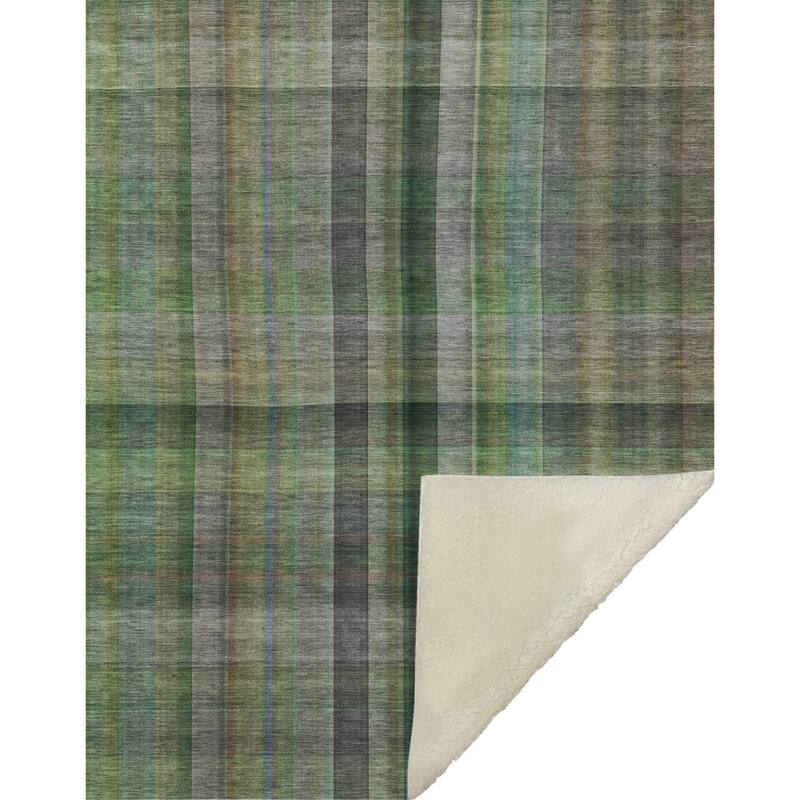 Premium Machine Washable Modern Plaid Sherpa Throw Blanket