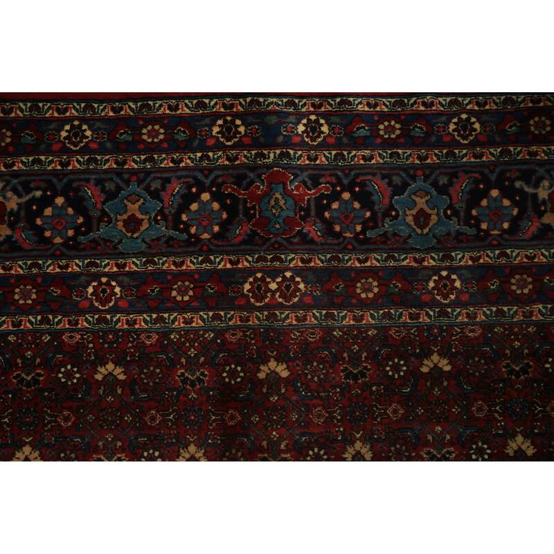 Hand Knotted Oriental 100% Wool Carpet Traditional Floral Red Bidjar Area Rug - 11' 9'' X 8' 6''