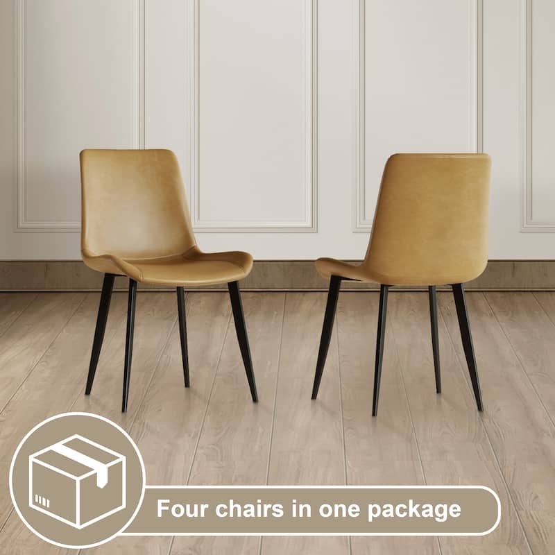 Modern Dining Chair Set Of 4 Pieces, With Floral Pu Leather Seats And Carbon Steel Legs, Suitable For Home, Restaurant