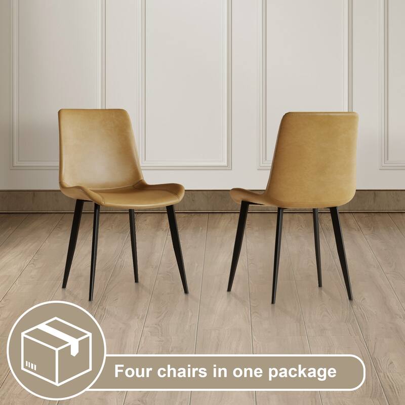 Modern PU Dining Chairs Set of 4, Kitchen Side Chairs with Metal Legs