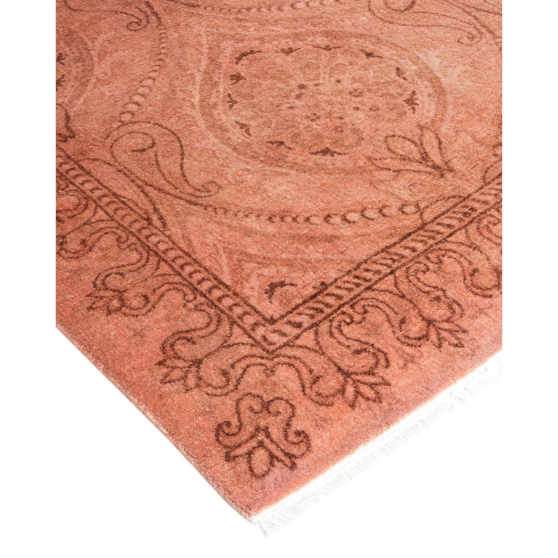 Overton Hand Knotted Wool Vintage Inspired Modern Contemporary Overdyed Pink Area Rug - 3' 1" x 5' 1"