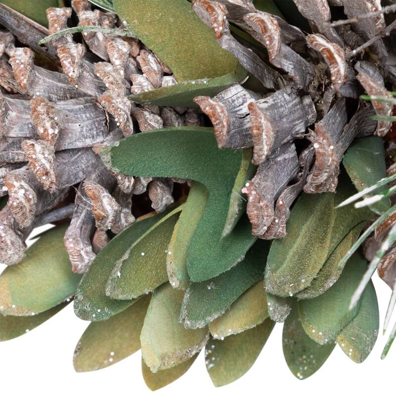 Frosted Pinecone and Wooden Petals Artificial Christmas Wreath -14" - Unlit