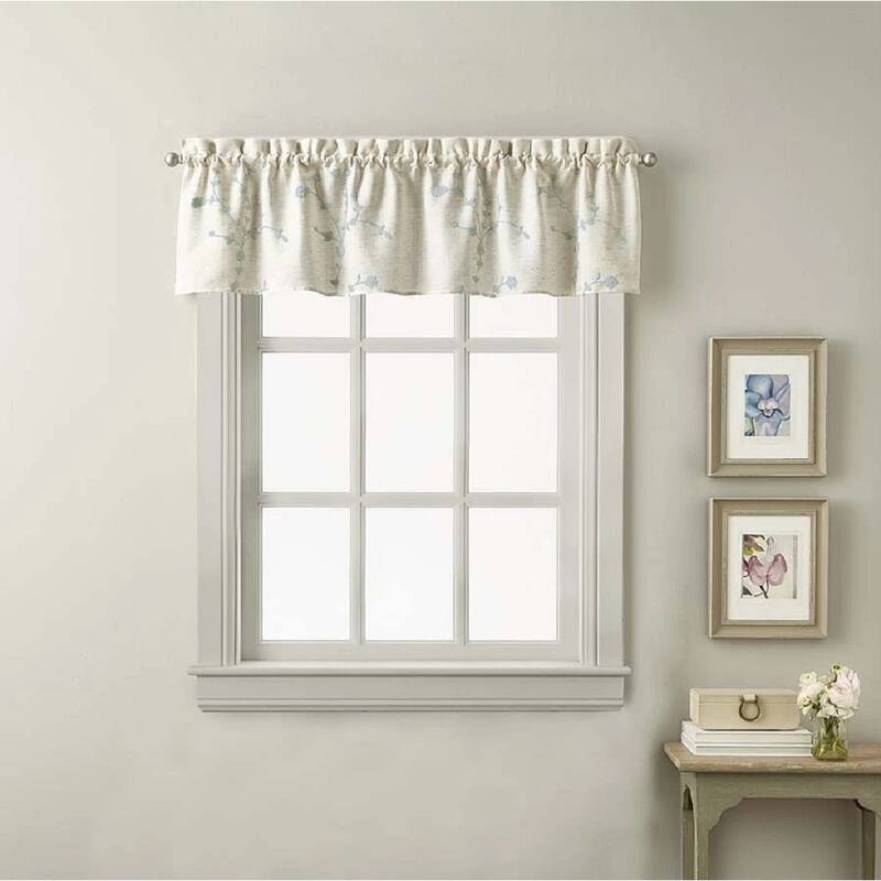 Lynette Tailored Tier Set and Valance Curtain Collection - 1-Valance - Aqua