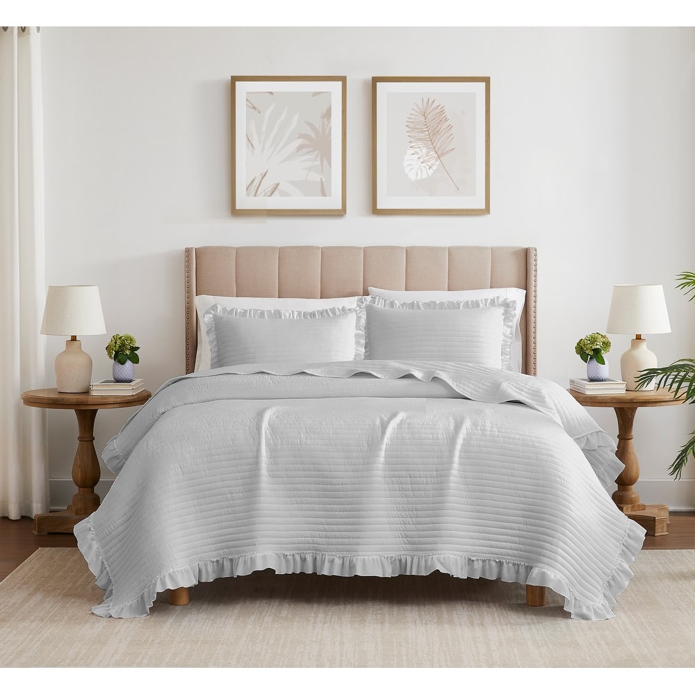 Carla Stripe Fringe Farmhouse Quilt Set