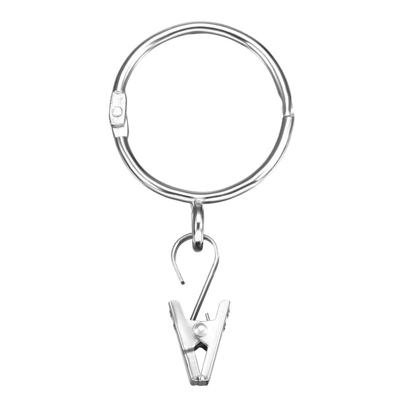 8 Pack Curtain Clips Rings Drapery Shower Ring w Clips 1.93" Interior Dia Silver - Silver