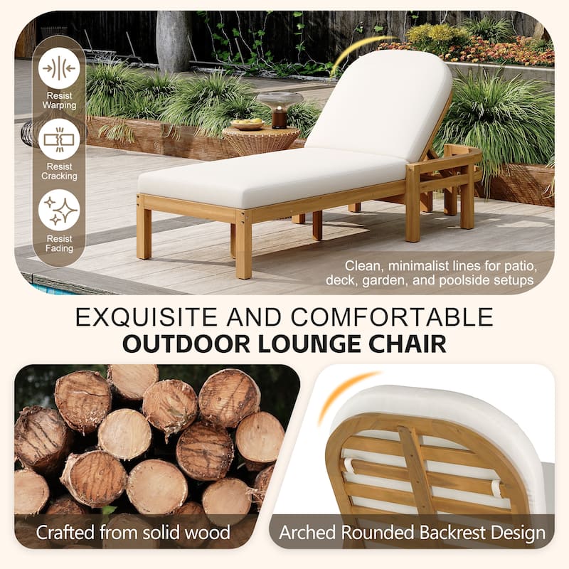 5-Position Adjustable Outdoor Chaise Lounge with Arched Backrest by Leisure Zone