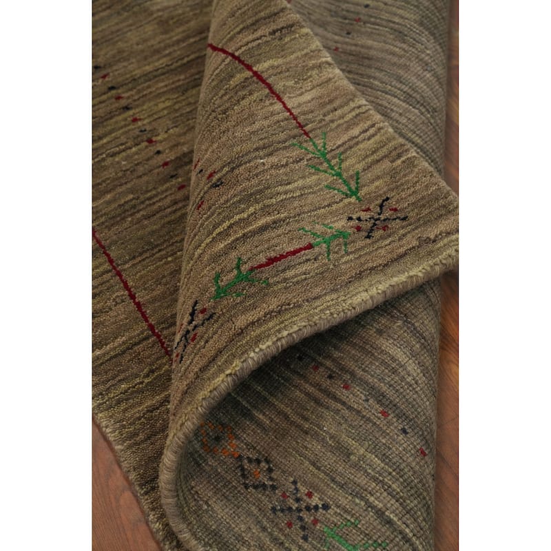 Hand Knotted Oriental 100% Wool Carpet Tribal Tribal Multi-Colored Gabbeh Runner Rug - 11' 4'' X 2' 10''