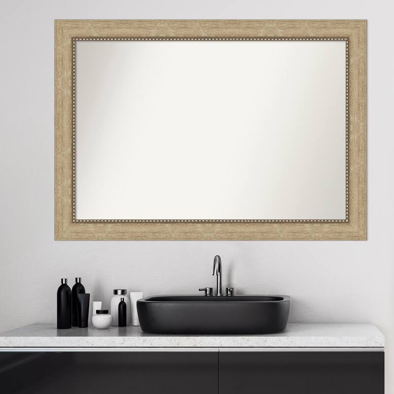 Non-Beveled Bathroom Wall Mirror - Astor Champagne Frame
