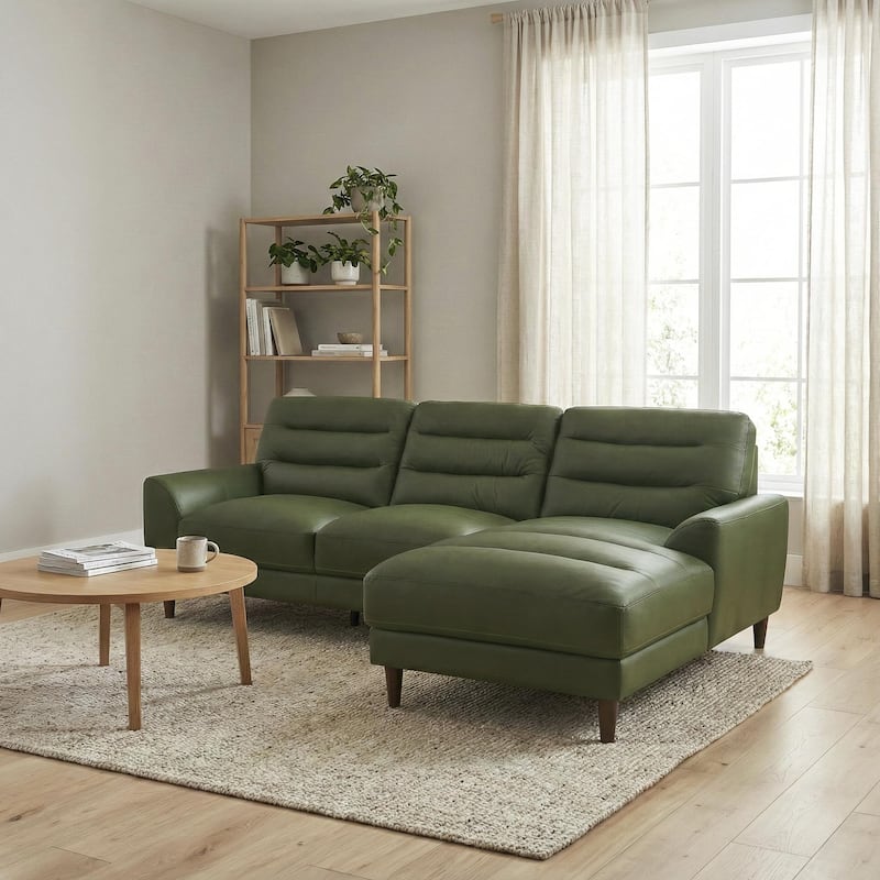 Chandler Genuine Leather Sectional Sofa with Padded Arms