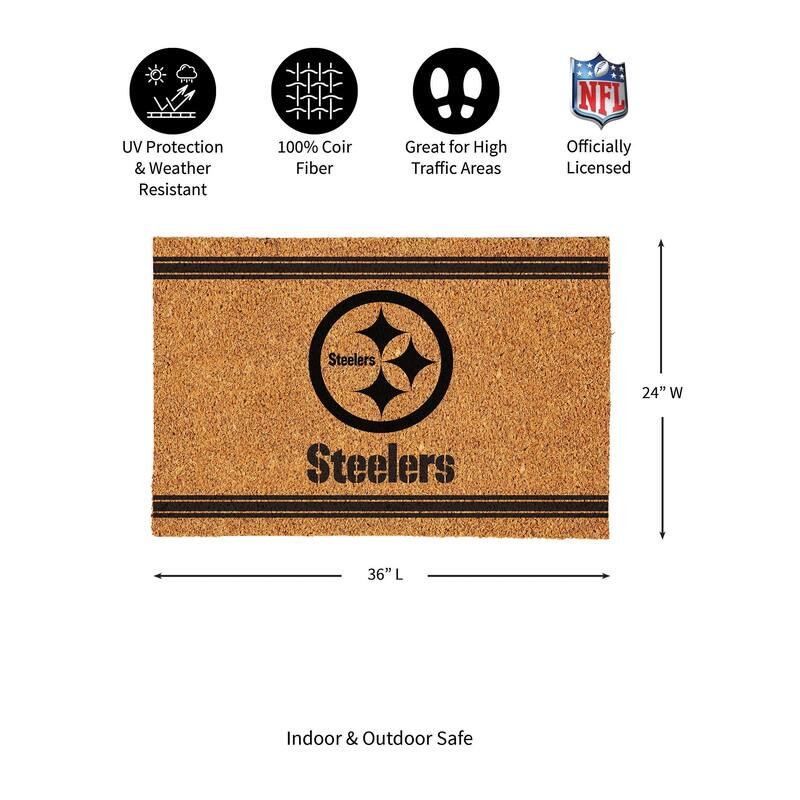 Pittsburgh Steelers Monochrome Indoor/Outdoor Coir Door Mat