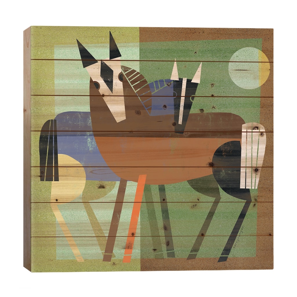 Horse Hug Print On Wood by Terry Runyan - Multi-Color