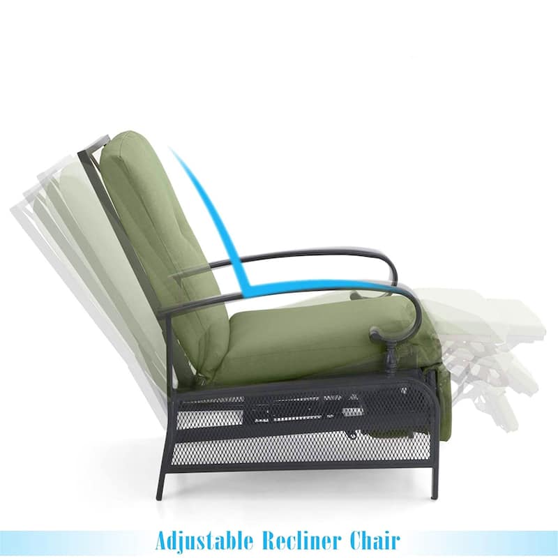 MAISON ARTS Adjustable Recliner Lounge Chair & Bistro Table Set - Perfect for Outdoor, Patio, Garden, and Porch