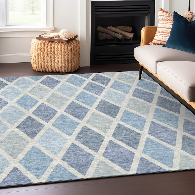 Machine Washable Indoor/ Outdoor Chantille Prism Diamond Rug
