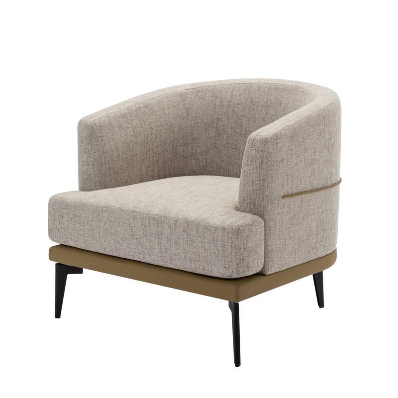 Modern 28.9" Two-tone Barrel Fabric Chair with Broad and Thick Cushion and Sturdy Metal Legs for Living Room