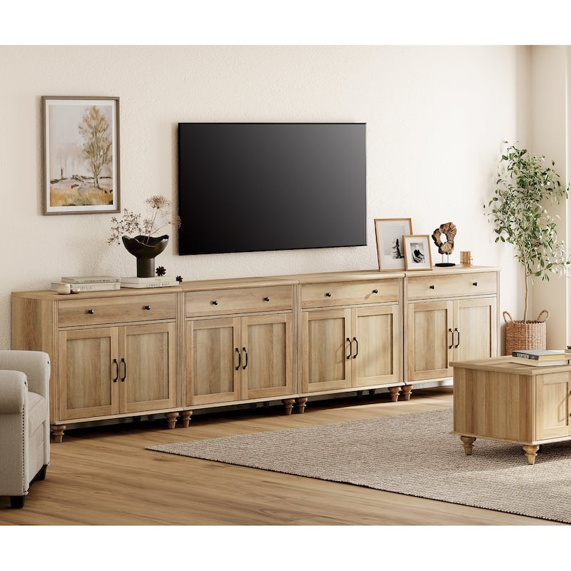 Farmhouse TV Stand for 75 inch TV, TV Console with Storage