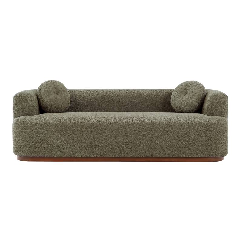 Christopher Knight Home - Polyster Upholstered 3-Seater 84.57" Compressed Sofa with Solid Rubberwood Base