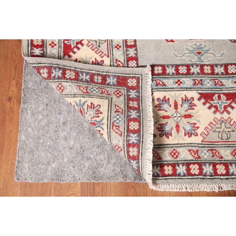 Gray Kazak Area Rug Handmade Wool Carpet - 5'8" x 7'10"