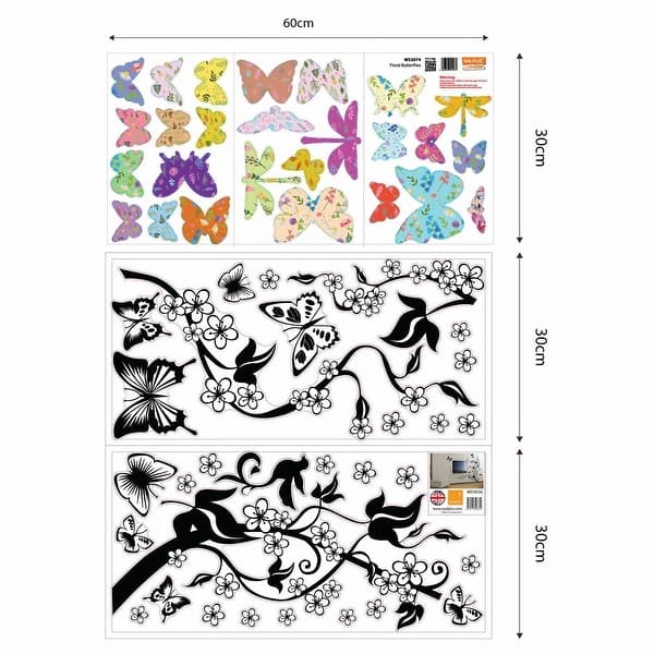 dimension image slide 0 of 2, Walplus Colorful Floral Butterfly Vine Kids Wall Stickers Nursery Décor