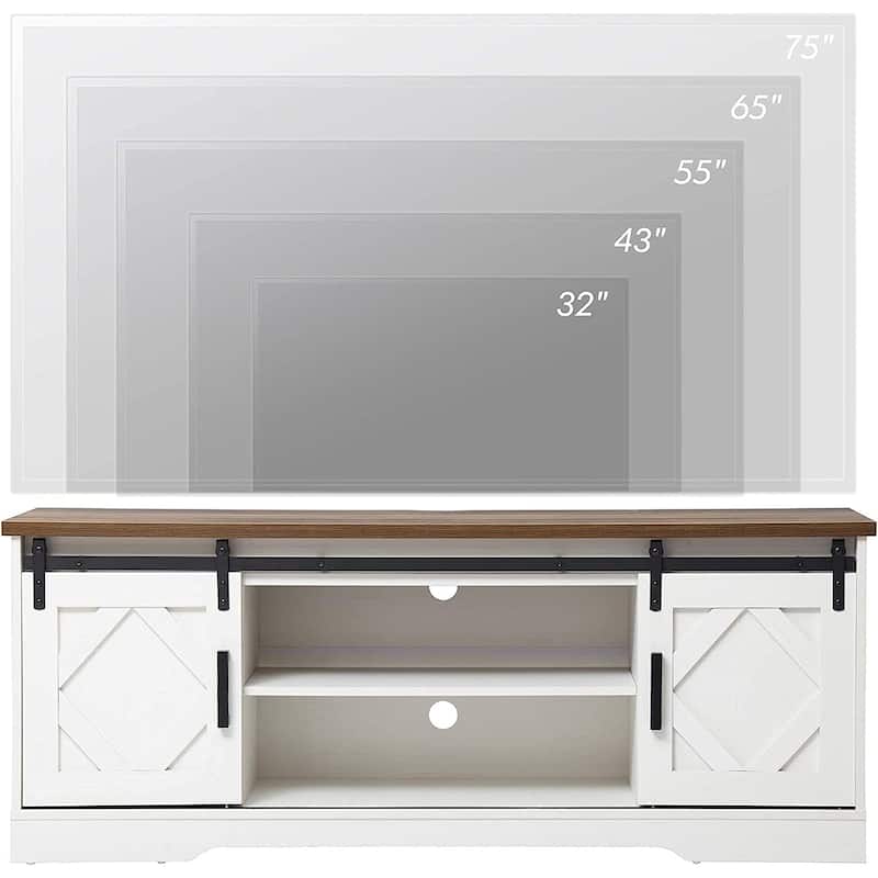 WAMPAT Farmhouse Sliding Barn Door TV Stand