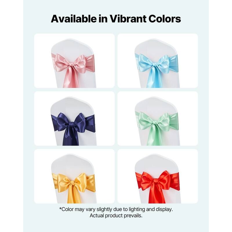 Satin Chair Ribbons for Wedding Reception Adjustable Fit for Folding Banquet and Chiavari Chairs