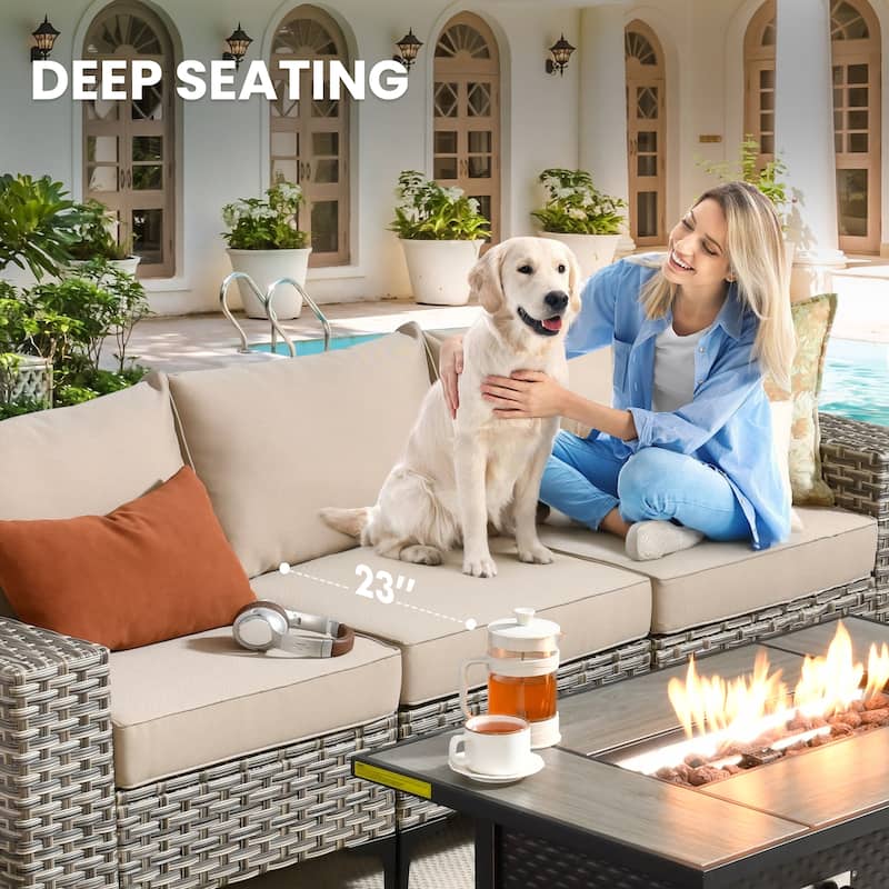 XIZZI Outdoor Patio Furniture Sectional Set with Swivel Chairs