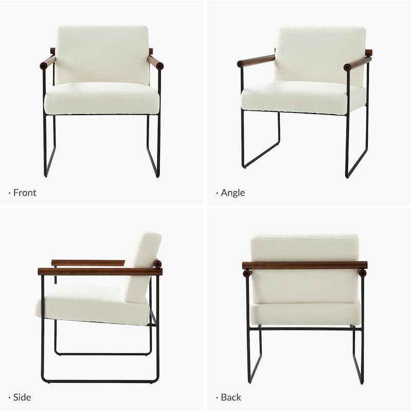 Justo Modern Accent Armchair with Metal Base and Removable Cushion By HULALA HOME