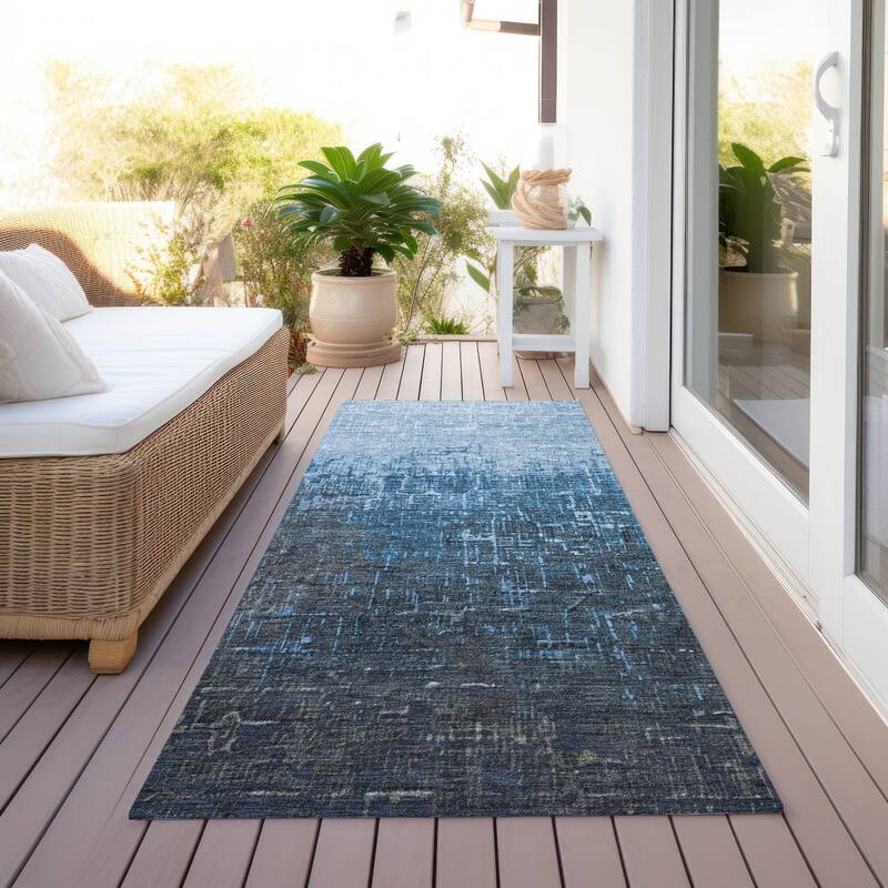 Machine Washable Indoor/ Outdoor Ombre Texture Chantille Rug