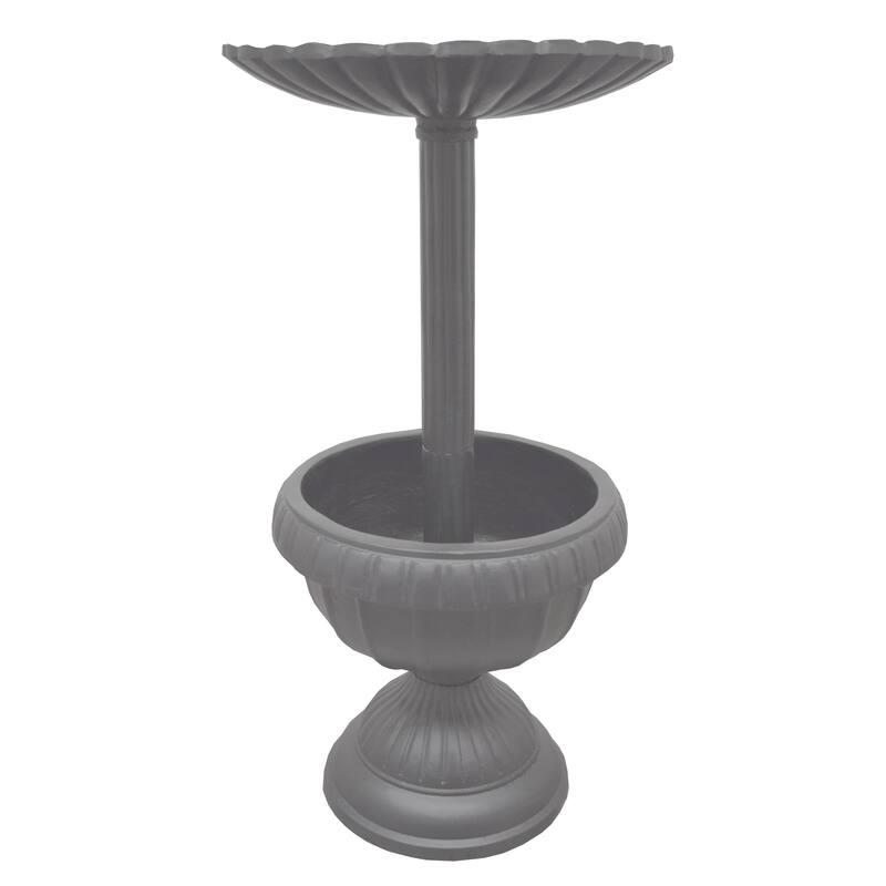 Ornate Round Cast Aluminum Metal 35-in Bird Bath and Planter Vase Combo