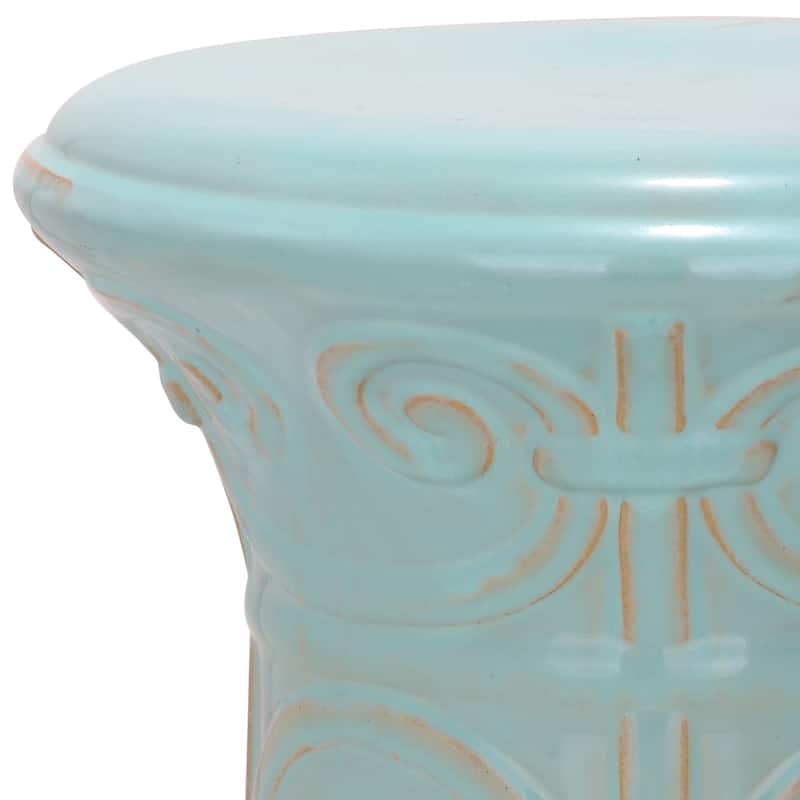 SAFAVIEH Paradise Nafiye Zoe White Ceramic Decorative Garden Stool