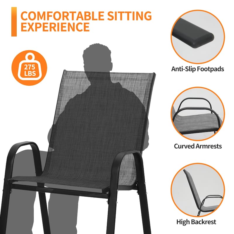 Patio Textilene Dining Chairs Set of 2/4/6/8, Outdoor Stackable Dining Chairs for Backyard, Patio Sling Chairs