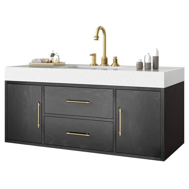 Moasis 40" Floating Wall Mounted Bathroom Vanity with 2 Drawers & 2 Storage Cabinet