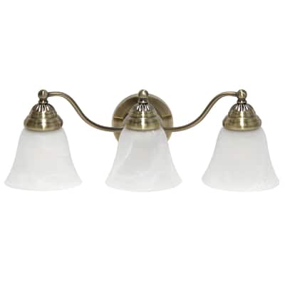 Three Light Curved Metal w Alabaster White Shade Vanity