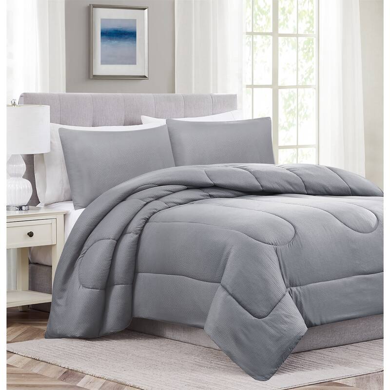 Encino Embossed Comforter Set Charcoal - Queen - Charcoal