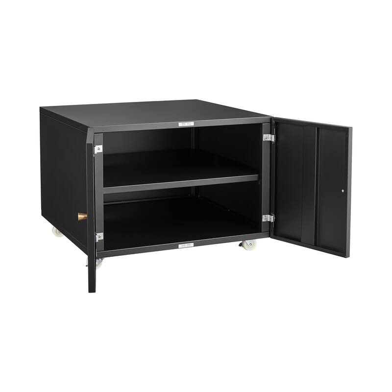 Mobile Office File Cabinet with Lockable Wheels and Shelves