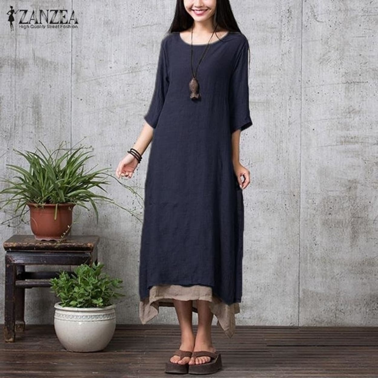 Shop Zanzea Fashion Cotton Linen Vintage Dress 2017 Summer Autumn