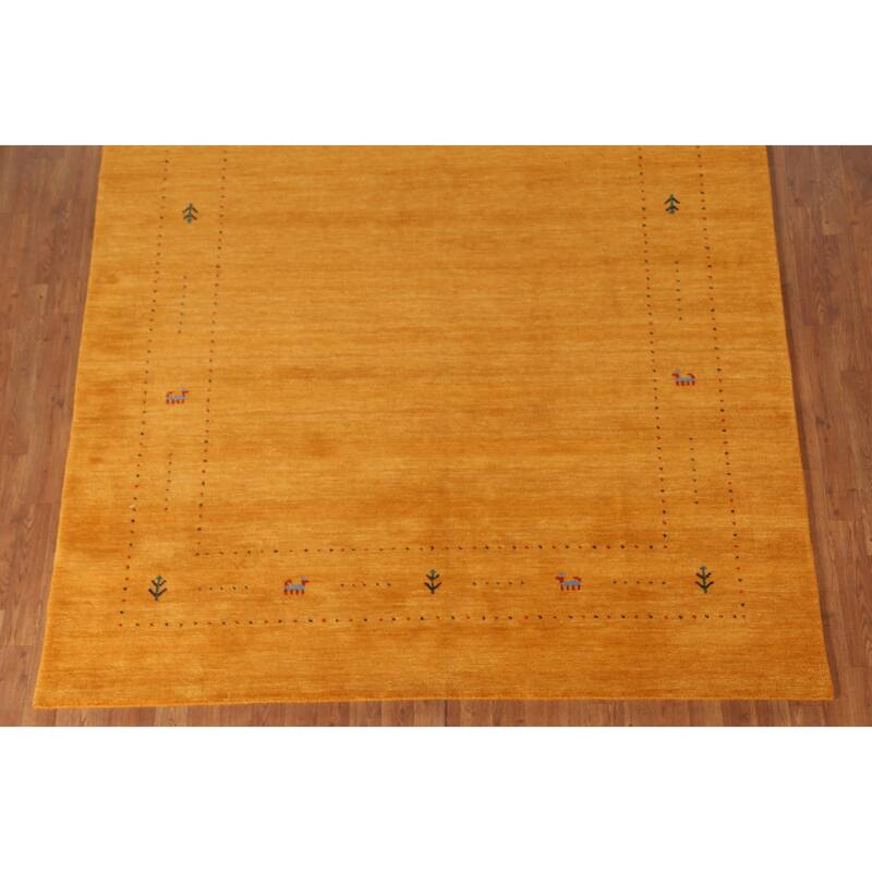 Orange Rust Gabbeh Oriental Area Rug Handmade Wool Carpet - 6'8"x 9'9"