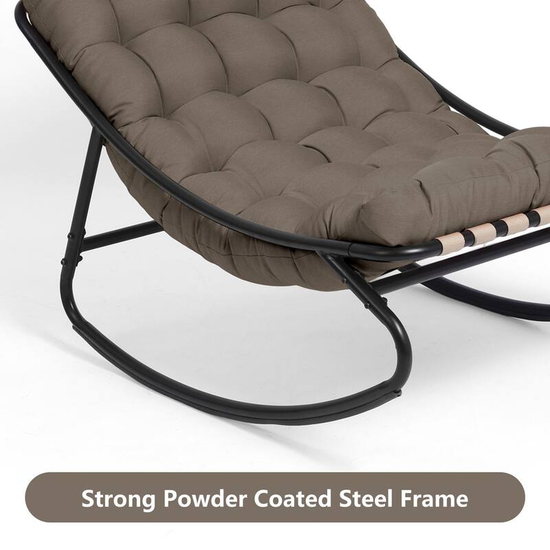 Outdoor Metal Frame Rocking Chair with Water-Resistant Cushions