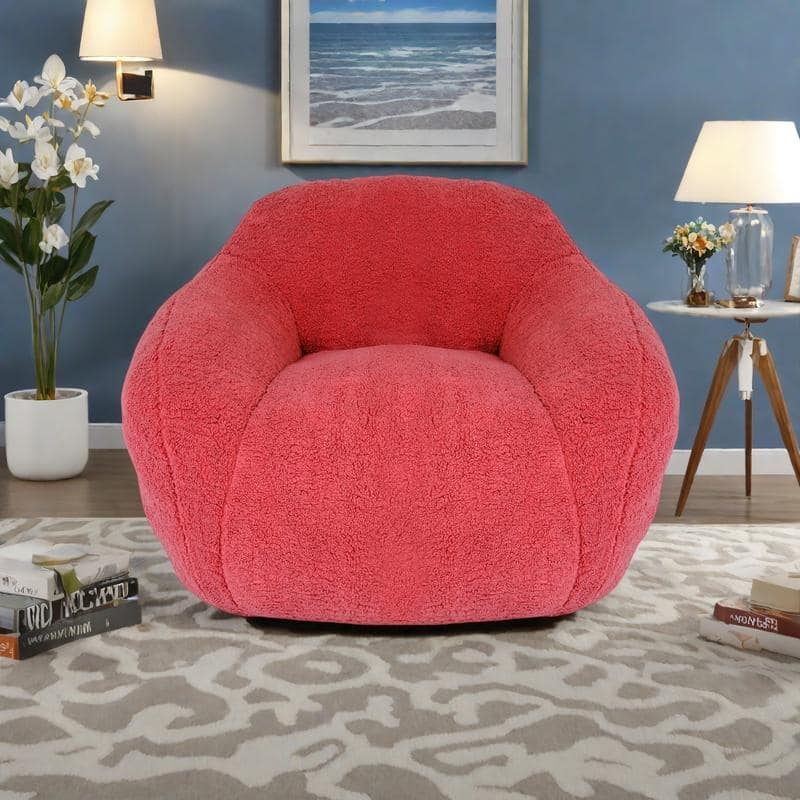 Teddy Memory Foam Bean Bag Lounge Chairs with Armrests - Rose Red