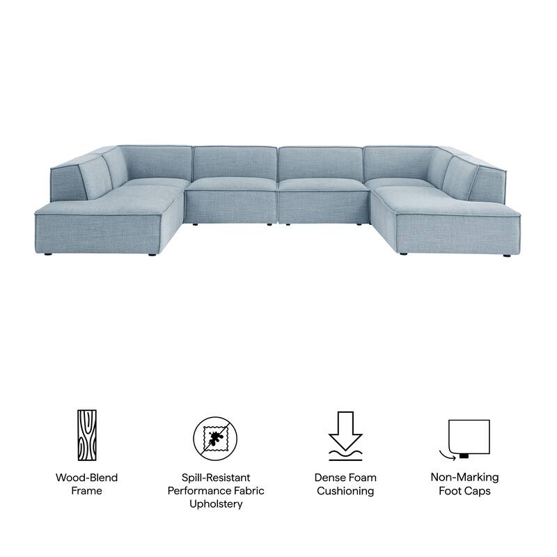 Restore 6-Piece Performance Fabric Upholstered U-Shaped Sectional Sofa