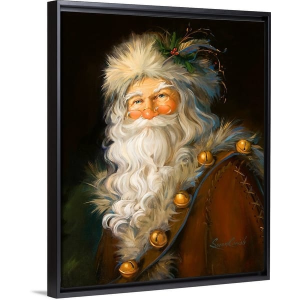 slide 2 of 7, "Father Christmas" Black Float Frame Canvas Art
