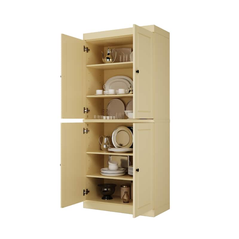 Palace Imports 100% Solid Wood Pantry Cabinet, Raised Panel Doors, Adjustable Shelves, 32" Wide, 71.5" Tall - 32" x 71.5"