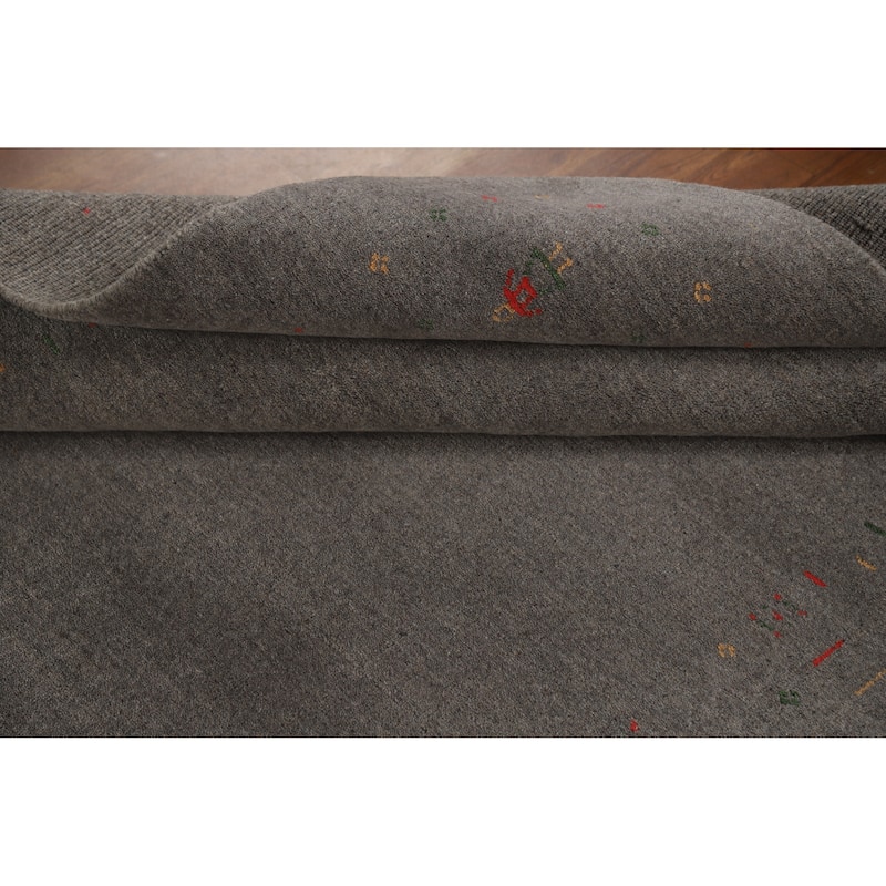 Hand Knotted Oriental 100% Wool Carpet Tribal Tribal Greys & Charcoal Gabbeh Area Rug - 8' 3'' X 5' 2''