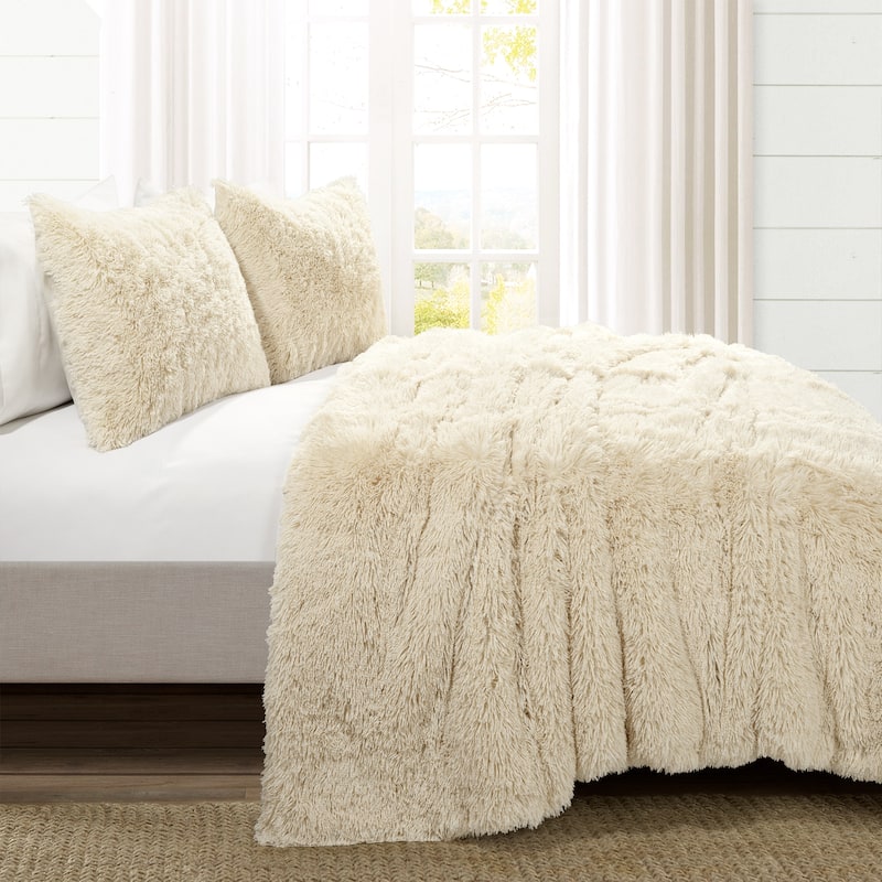 Lush Decor Emma Faux Fur Comforter Set - Wheat - King