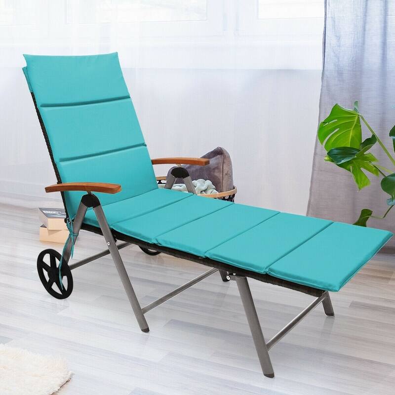 Premium Outdoor Rattan Chaise Lounge Recliner Chair for Relaxation - 56.5"~ 73" x 27.5" x 29.5"~44" (LX WX H)
