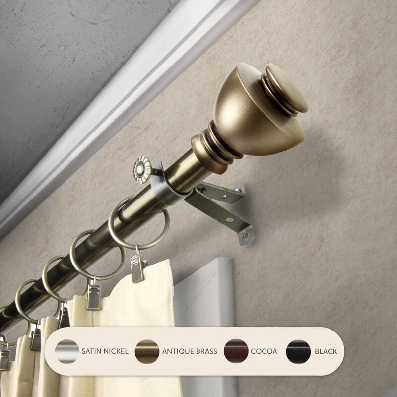 InStyleDesign Tristan Adjustable Curtain Rod - 48 to 84 inches - Antique Brass