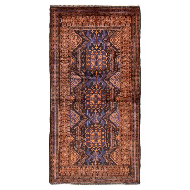 Teimani Black, Brown Rug 3'7" x 7'0" - 3'7 x 7'0 - Black/ Brown - 3'7 x 7'0
