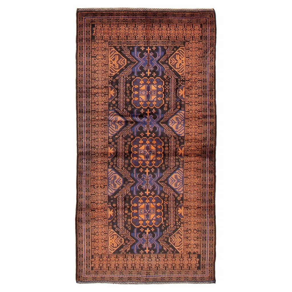 Teimani Black, Brown Rug 3'7" x 7'0" - 3'7 x 7'0